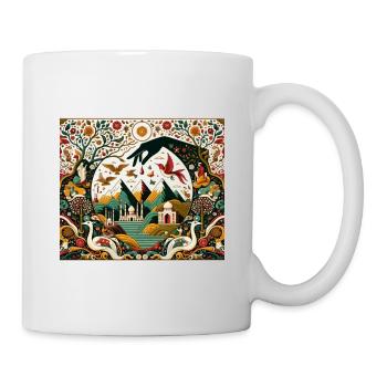 Trees, Mountains and Geometric Hand - Mug - white - Right
