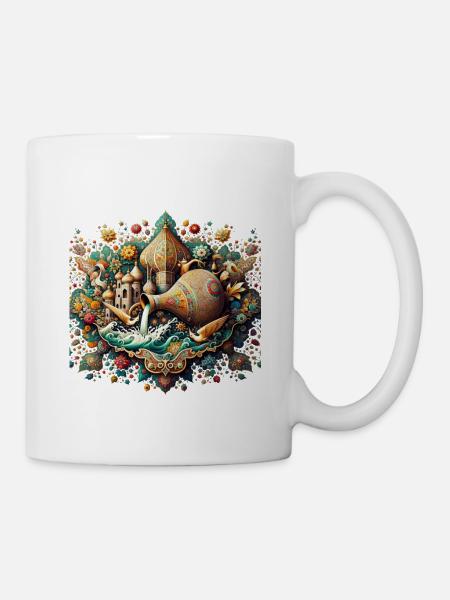 Water Filled Jar Inspired by Persian Art - Mug - white