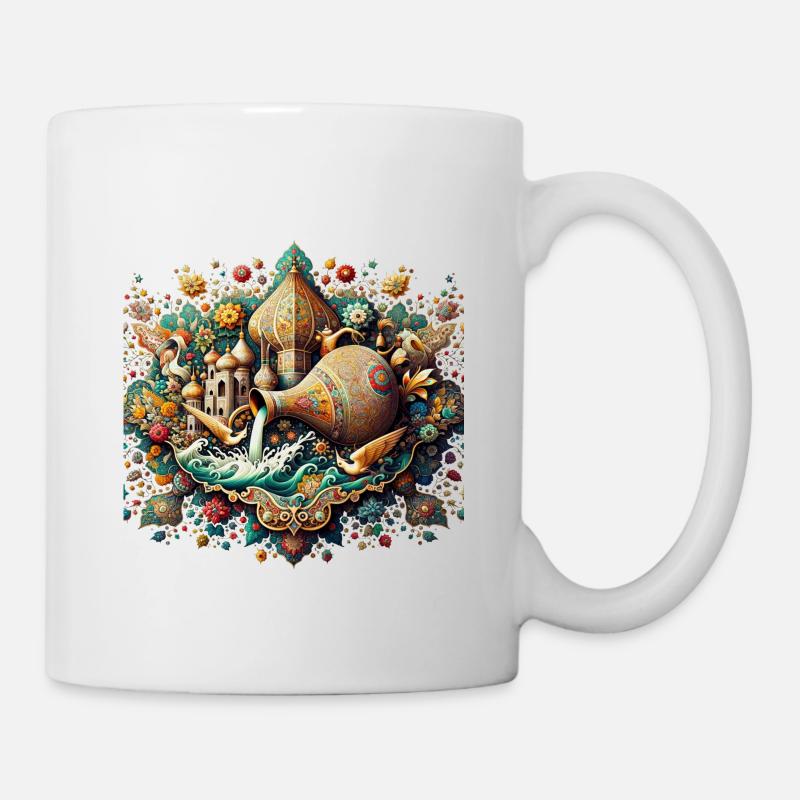 Water Filled Jar Inspired by Persian Art - Mug - white