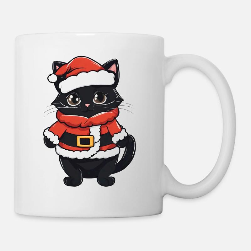 Santa Cat, Weihnachtskatze - Tasse - Weiß