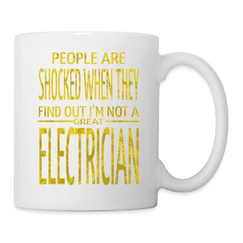cool light bulb electrician clothing - Tasse - Weiß - Rechts
