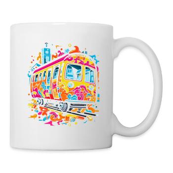 Pop Art Doodle Trai - Vibrant Caricature - Mug - white - Right