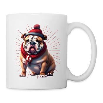 Bulldogge Frohe Weihnachten Hund Hunde - Tasse - Weiß - Rechts