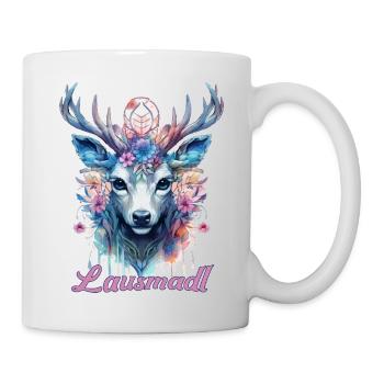 Hirsch Lausmadl Kunst Krafttier Dorffest - Tasse - Weiß - Rechts