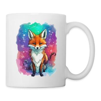 fox, colorful, children, christmas, snowflakes - Mug - white - Right