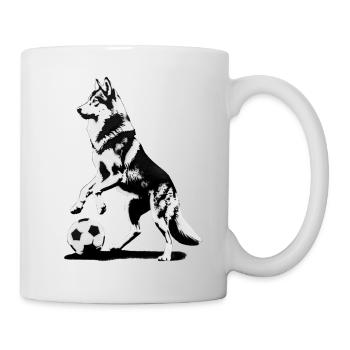 Wolf joue au football à Wolfsburg - Mug blanc - blanc - Droite