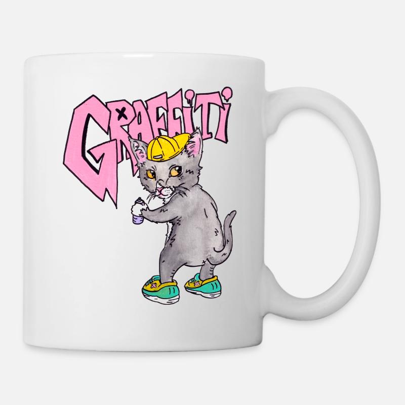 Graffiti Katze - Tasse - Weiß