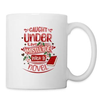 Christmas mistletoe and book - Mug - white - Right