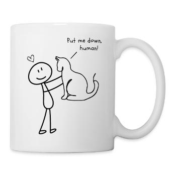 Descends-moi, Humain ! | Le chat et son propriétaire Design - Mug blanc - blanc - Droite