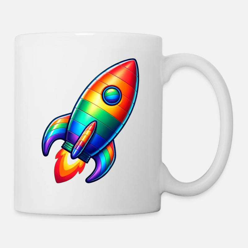 Raketen Regenbogen | Raketenstart - Tasse - Weiß