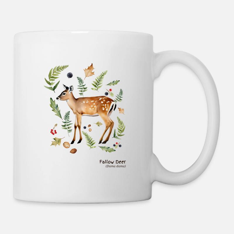 Fallow Deer with name in dark text - Mug - white