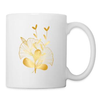 Composition florale en or - Mug blanc - blanc - Droite