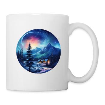 Winterlandschaft mit Aurora am Himmel - Tasse - Weiß - Rechts