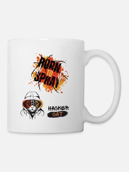 Geboren, um Hacker Cat zu sprühen - Tasse - Weiß