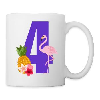 4e anniversaire flamingo - Mug blanc - blanc - Droite
