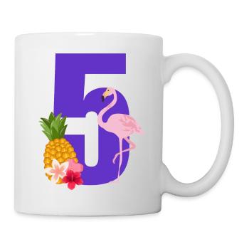 5e anniversaire flamingo - Mug blanc - blanc - Droite