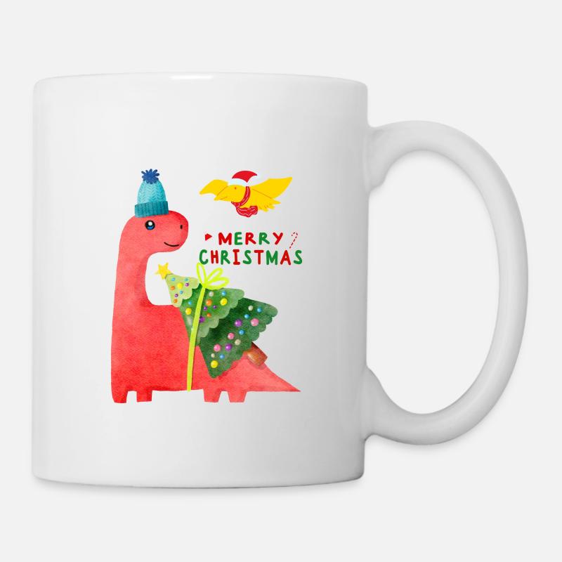Weihnachts-Dino-Shirt - Tasse - Weiß