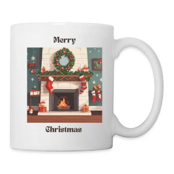Kaminfeuer Weihnachten "Merry Christmas" - Tasse - Weiß - Rechts