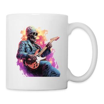 Skeleton Playing Electric Guitar - Mug - white - Right