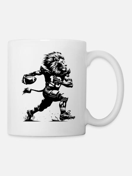 Lion jouant au football américain - Mug blanc - blanc