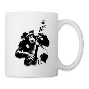 Monkey Orchestra Double Bass StreetArt Banksy Style - Mug - white - Right