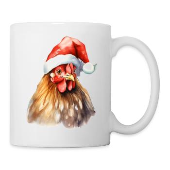 Poule avec bonnet de Noel poulet coq t shirt mug - Mug blanc - blanc - Droite