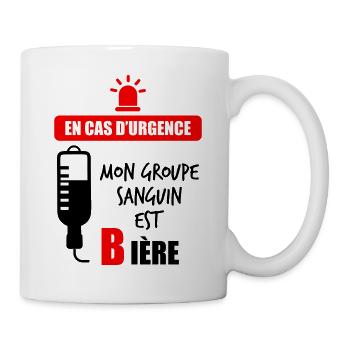 En cas d'urgence, bière, humour, apéro, alcool - Mug blanc - blanc - Droite