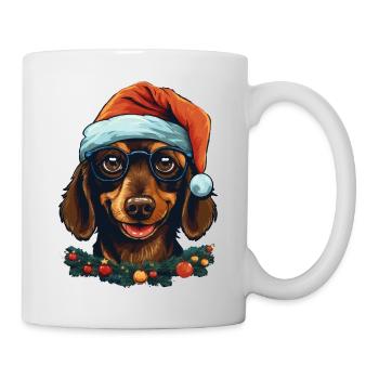 Dog with Santa hat in Christmas style. - Mug - white - Right