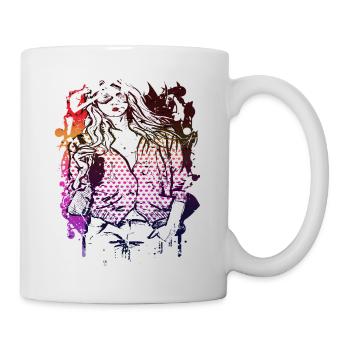 Beautiful female face paint art colorful woman - Mug - white - Right