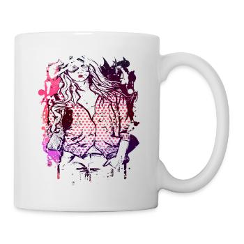 Beautiful female face paint art colorful woman - Mug - white - Right