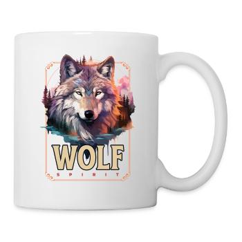Wolf Wolfskopf Natur Wildnis Abenteuer Wald Kunst - Tasse - Weiß - Rechts