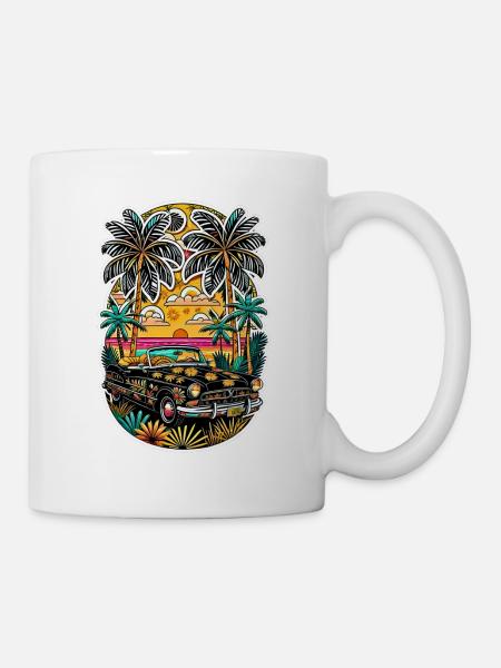 Vintage Sommer Cabrio - Tasse - Weiß