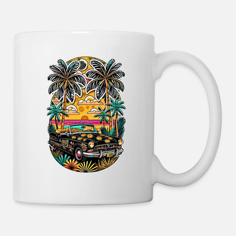 Vintage Sommer Cabrio - Tasse - Weiß