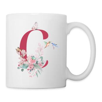 Buchstabe c floral - Geschenkidee - Tasse - Weiß - Rechts