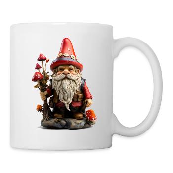 Gartenzwerg mit roter Mütze - Tasse - Weiß - Rechts