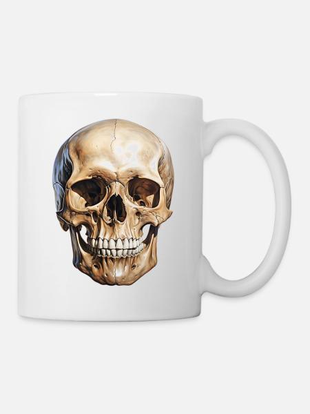Crâne Crâne, symbole de mort et de danger - Mug blanc - blanc