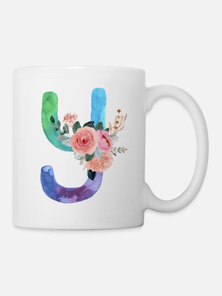 Buchstabe y Aquarell - Tasse - Weiß