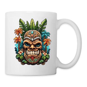 Tiki / Hawaï / Tropical / Île / Culture / Logo - Mug blanc - blanc - Droite