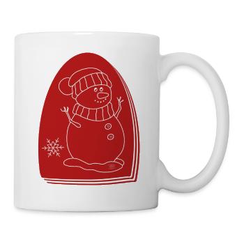 "Snowman", boho line art design, series "Xmas" - Mug - white - Right