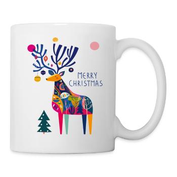 Deer with Christmas baubles - Mug - white - Right