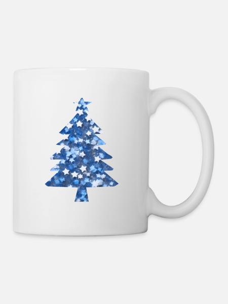 Sapin de Noël bleu paillettes - Mug blanc - blanc