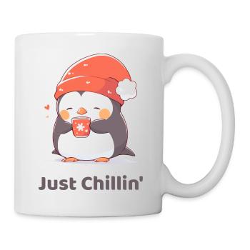 Niedlicher Pinguin mit Weihnachtsmütze - Tasse - Weiß - Rechts