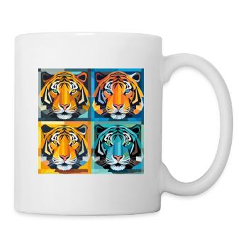 Tigre d’illusion d’optique : un op art et l’Art nouveau - Mug blanc - blanc - Droite