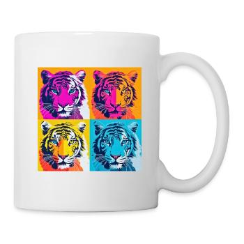 Colorful Tiger Majesty: Vibrant Pop Art T-Shirt - Mug - white - Right