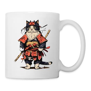 Katzen Samurai - Tasse - Weiß - Rechts