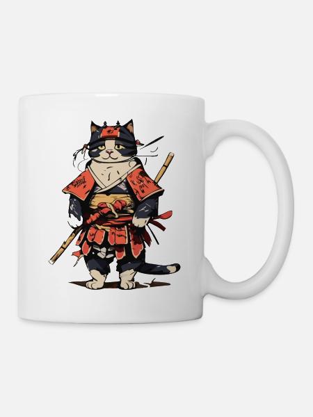 Cat Samurai - Mug - white