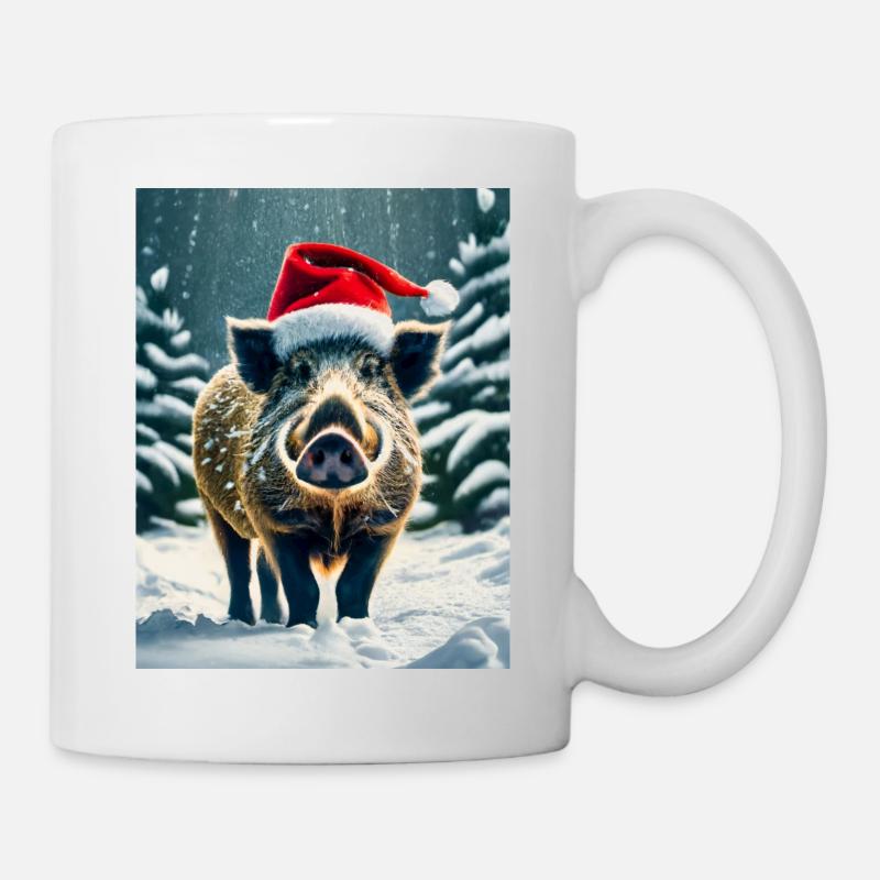 Sanglier de Noël dans la neige - Mug blanc - blanc