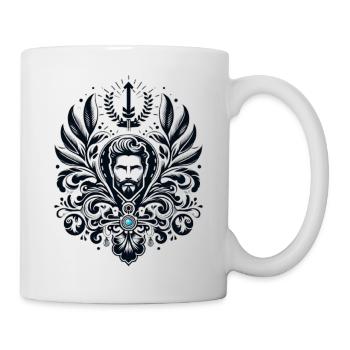 Black and White Shield Design with Blue Gem - Mug - white - Right