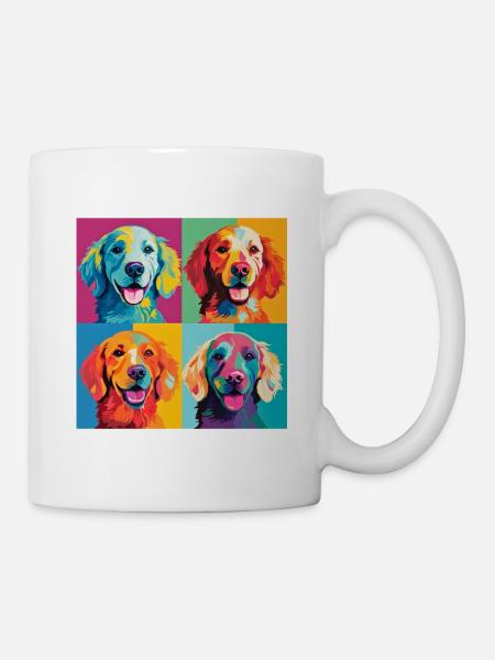 Pop Art Pup Parade: Colorful Dog Grid Tee - Mug - white