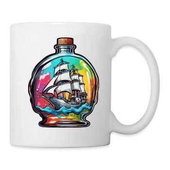 Navire dans une bouteille / Message dans une bouteille / Ahoy / ancre - Mug blanc - blanc - Droite